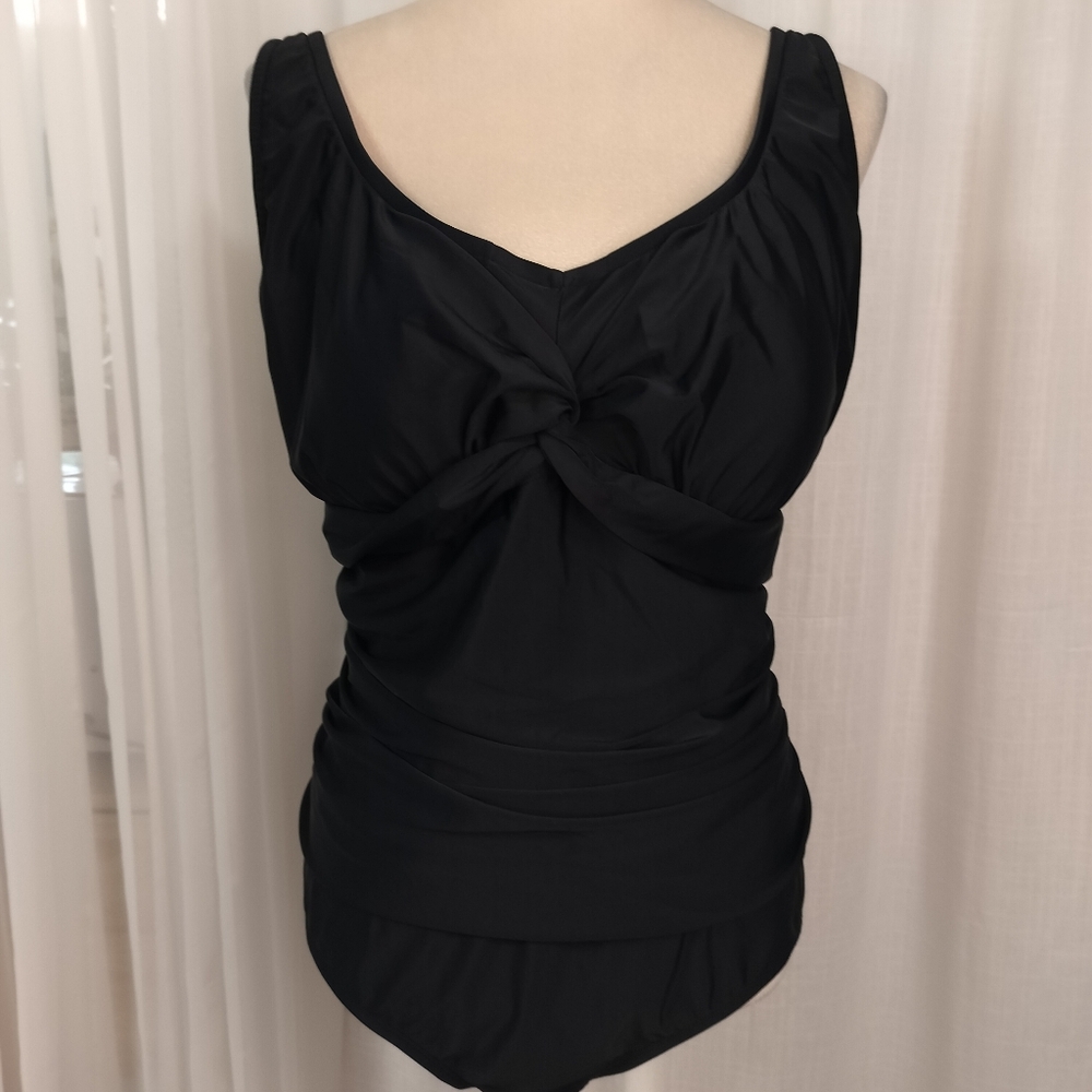 Maxine Black Ruched One Piece Bathing Swim Suit Plus Size 20W‎